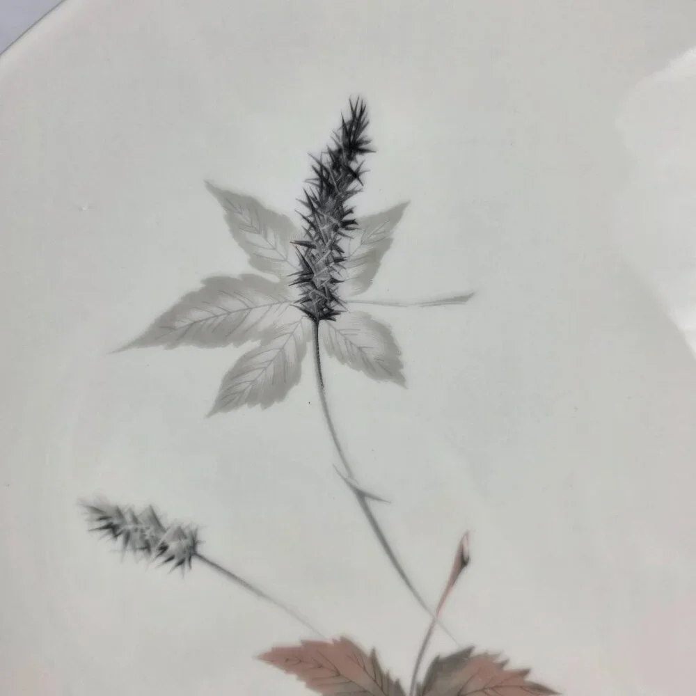 Royal Doulton Tumbling Leaves Oval Serving Platter Gray & Pink Leaves